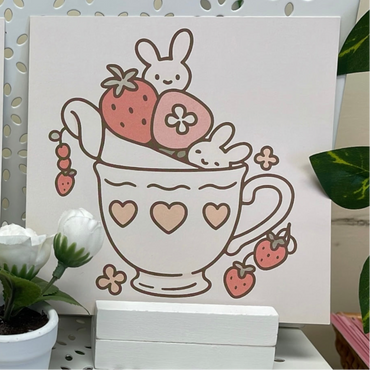 Bun in a cup | Bunny Tea Party | 5.5x5.5 in art print