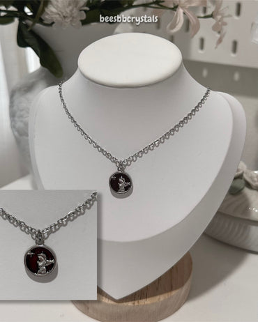 Angel Coin Charm Necklace (red)