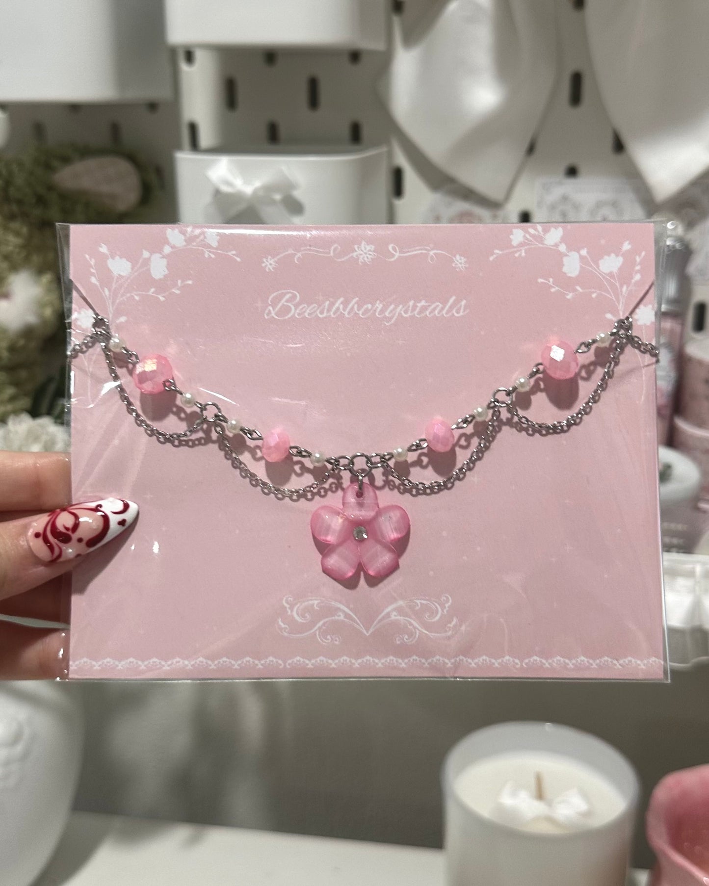 Floral charm necklace