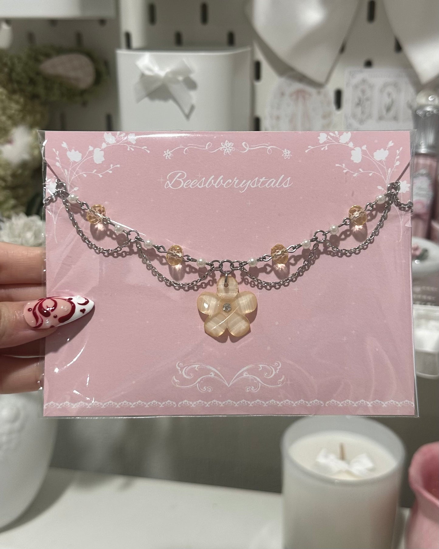 Floral charm necklace