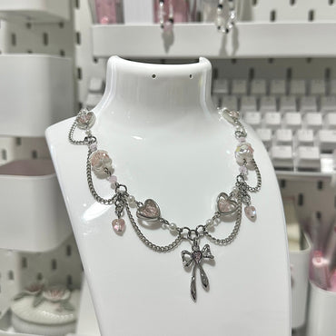 “Madeline” heart-bow themed necklace