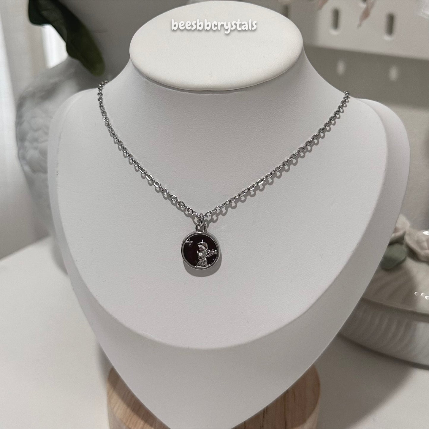 Angel Coin Charm Necklace (red)