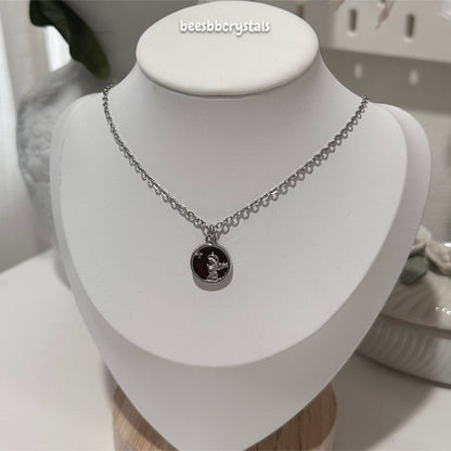 Angel Coin Charm Necklace (red)