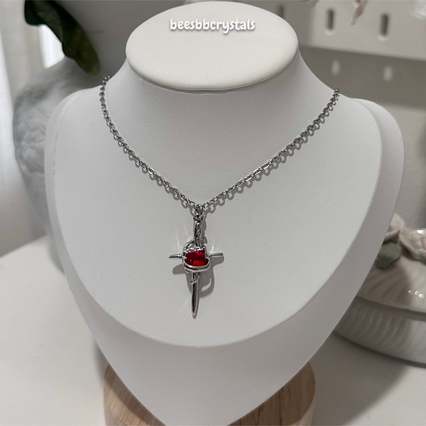 Sword Charm Necklace (red)