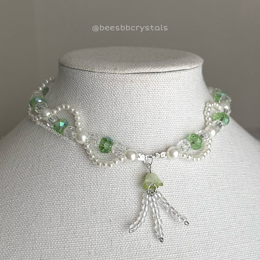 Green jellyfish necklace