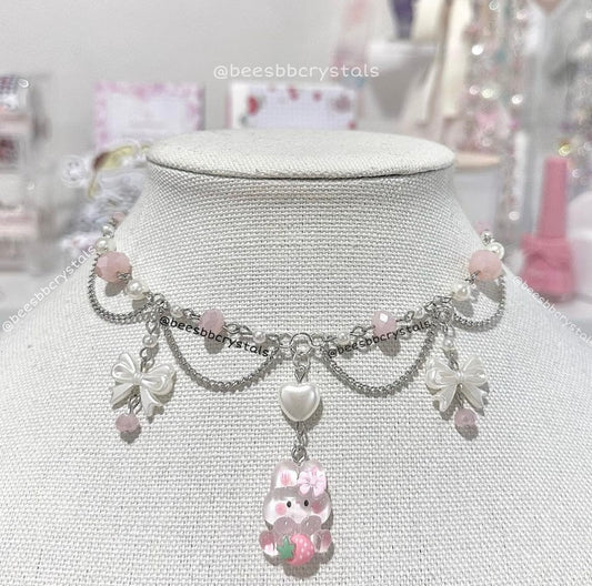 Pink bunny necklace