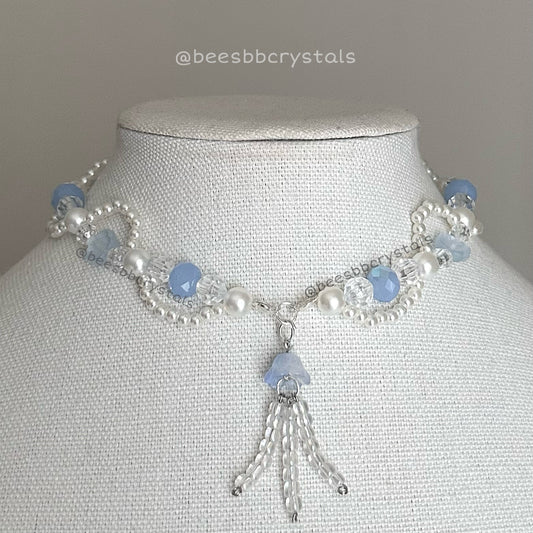 Blue jellyfish necklace